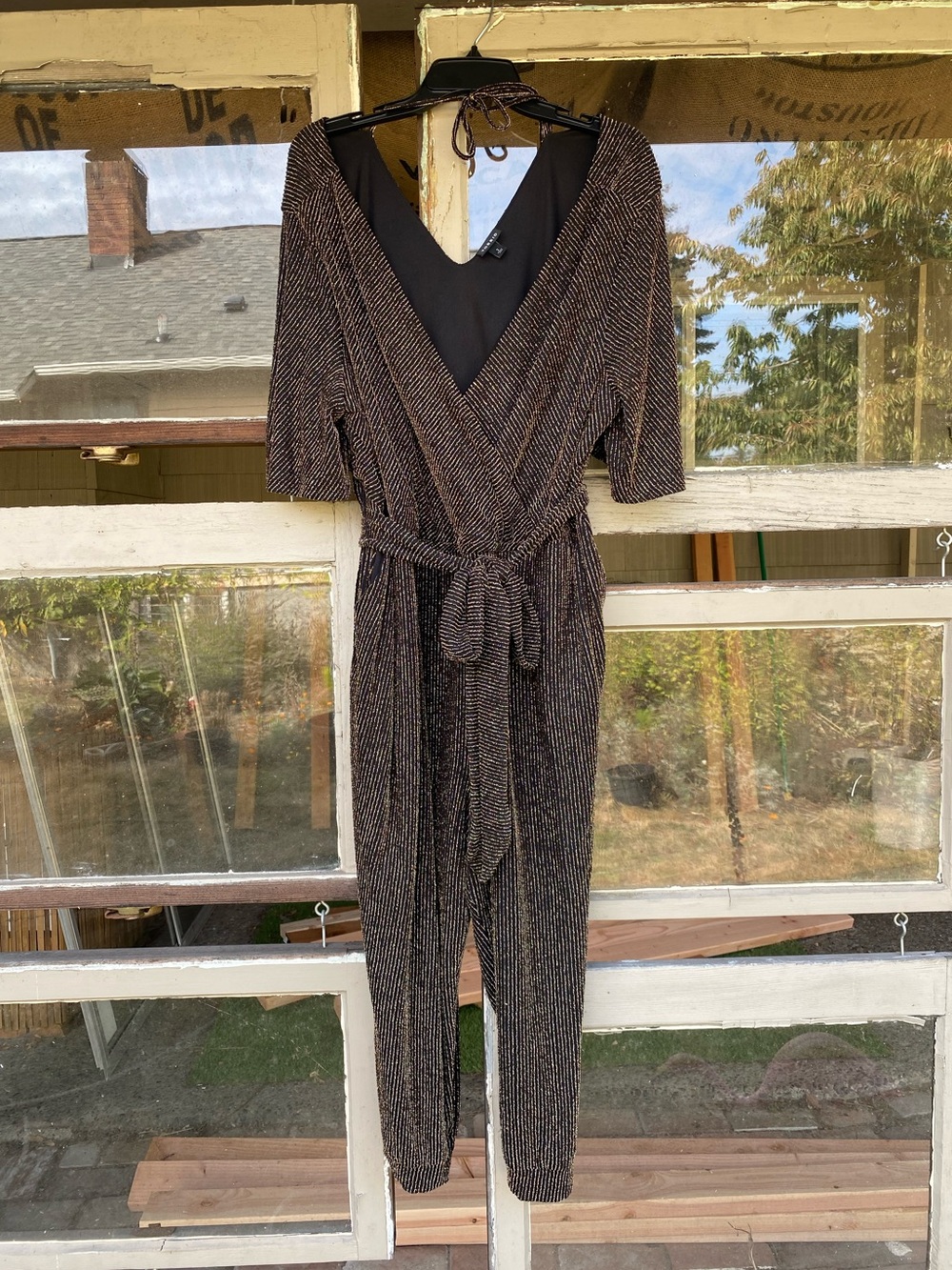 Torrid Black Gold Shimmer Stripe Jumpsuit Plus size 2